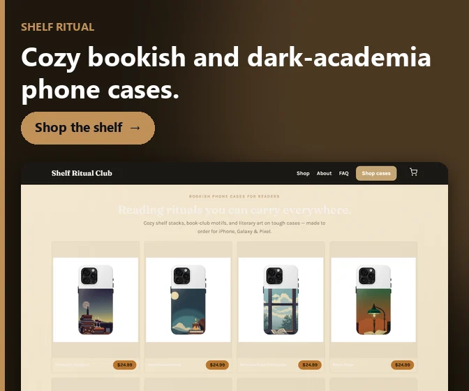 Shelf Ritual: Cozy bookish and dark-academia cases.